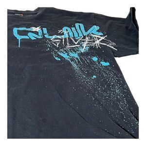 Vtg Quicksilver Men's Black Short Sleeve Graphic T Shirt Size XXL Color Splash